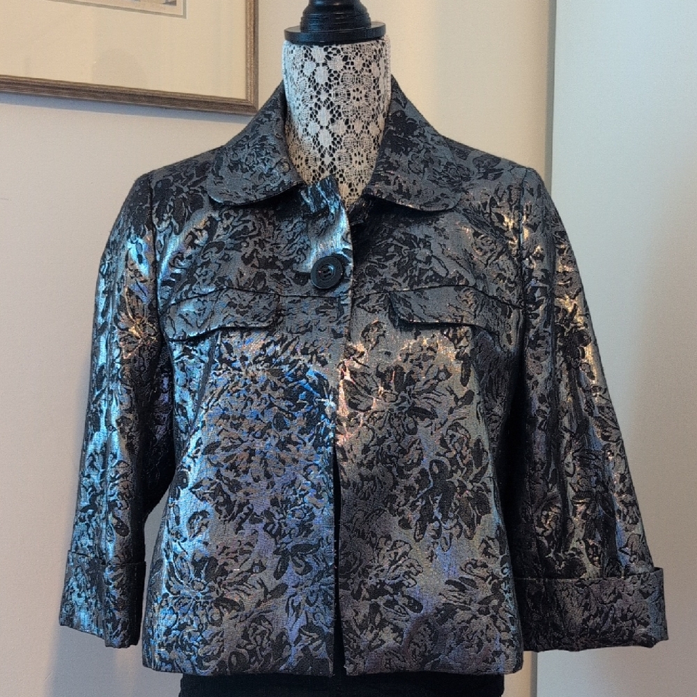 Chapter Black and Silver Floral Blazer